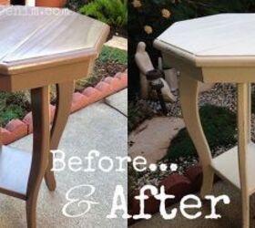 octagon side table makeover with cece caldwell vintage white paint, painted furniture