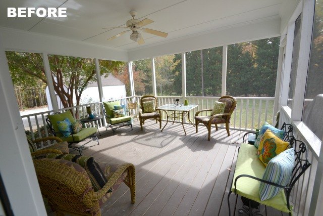 a southern screened porch decor update, chalk paint, outdoor furniture, outdoor living, painted furniture, porches, repurposing upcycling