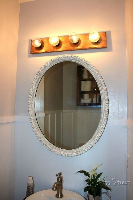 super easy hollywood light fixture upgrade for under 5, bathroom ideas, how to, lighting, repurposing upcycling