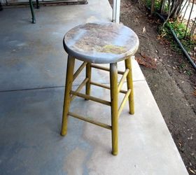 hand painted wooden stool, painted furniture, repurposing upcycling
