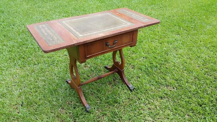 q 1920s antique desk id, painted furniture, repurposing upcycling, Antique Leather Top solid wood desk
