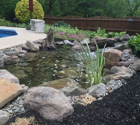 backyard fish pond installation, decks, landscape, ponds water features