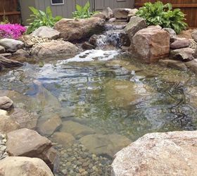 backyard fish pond installation, decks, landscape, ponds water features