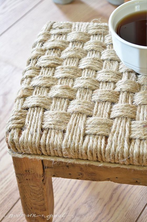 how to create a rustic wood footstool with jute twine, crafts, how to, painted furniture, repurposing upcycling, rustic furniture