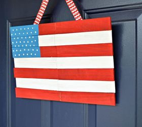 wood shim door flag, crafts, how to, patriotic decor ideas, seasonal holiday decor