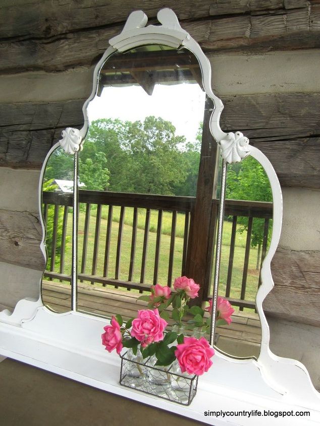 Turning An Antique Vanity Mirror Into A Wall Shelf Hometalk turning an antique vanity mirror into a wall shelf, repurposing upcycling, shelving ideas, - Turning An Antique Vanity Mirror Into A Wall Shelf Hometalk