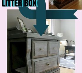 repurposed end table to hidden litter box, painted furniture, pets animals, repurposing upcycling