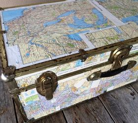 treasure chest decoupage with maps, crafts, decoupage, how to, repurposing upcycling