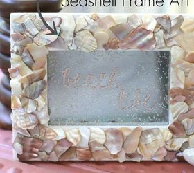 diy seashell frame art, crafts