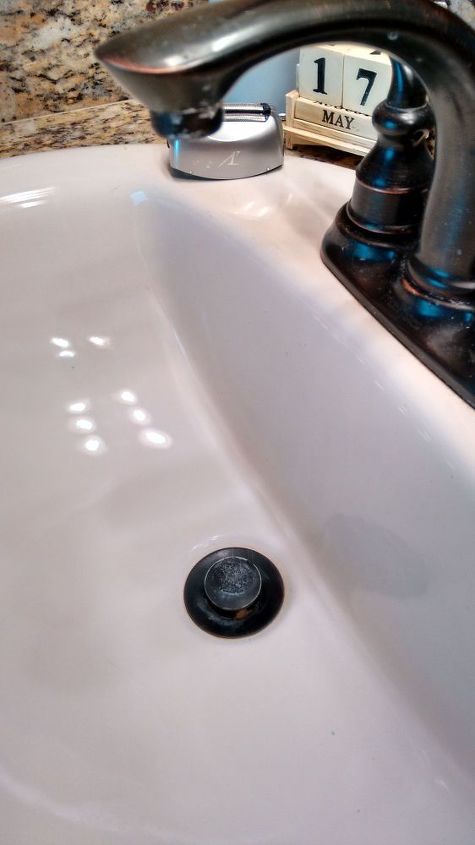 q how to get rid of hard water stains, bathroom ideas, cleaning tips, Hard water again in my bathroom sink I also have it on my kitchen sink sprayer