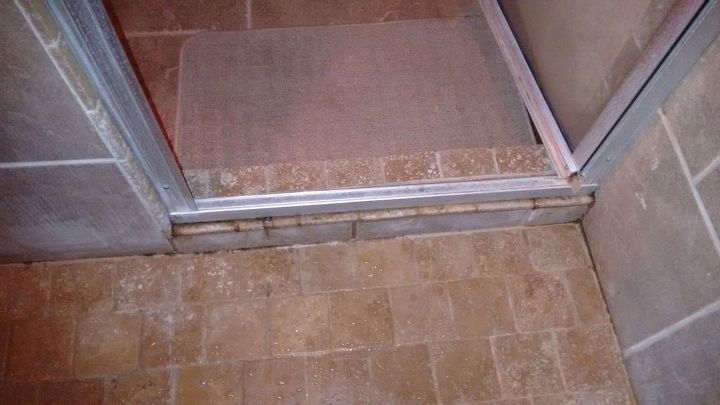 q how to get rid of hard water stains, bathroom ideas, cleaning tips, Here is some mold or mildew inside the shower door also can t seem to get rid of