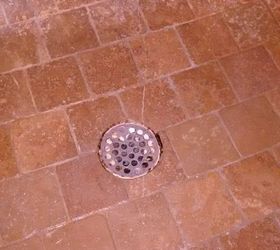 q how to get rid of hard water stains, bathroom ideas, cleaning tips, Again by the shower drain