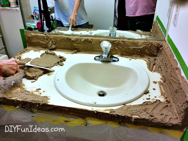 super easy concrete overlay vanity makeover