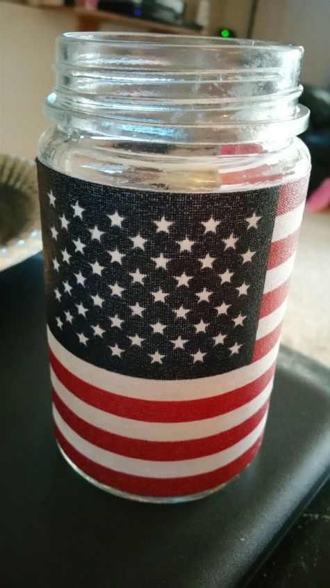 new twist on flag candles not made from pickle jars, chalkboard paint, crafts, decoupage, how to, patriotic decor ideas, seasonal holiday decor