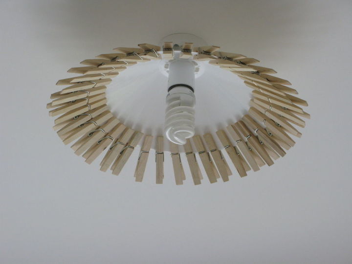 cheap plastic laundry lampshade gets a 5 mins makeover, laundry rooms, lighting, repurposing upcycling