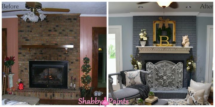 transform your dated brick fireplace with one coat of paint under 31, chalk paint, fireplaces mantels, painting