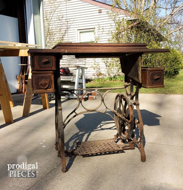 Antique Treadle Sewing Machine Gets Reclaimed Farmhouse Makeover antique treadle sewing machine gets reclaimed farmhouse makeover, painted furniture, repurposing upcycling, rustic - Antique Treadle Sewing Machine Gets Reclaimed Farmhouse Makeover