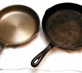 9 tips for caring for cast iron pans, cleaning tips, how to, Before and after Image via Fourthord