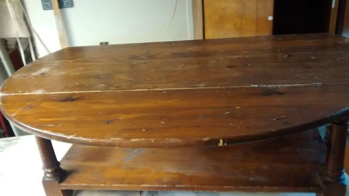 q how to remove old wax and stain from wood, cleaning tips, how to, painted furniture, repurposing upcycling, Adorable drop leaf coffee table that I agreed to strip and refinish