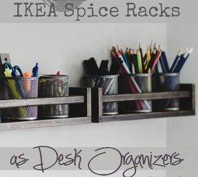 desk organizer with ikea spice racks, home office, organizing, repurposing upcycling, storage ideas
