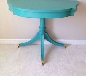 Vintage Turquoise Demilune Table Turned Boho Chic!