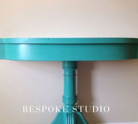 vintage turquoise demilune table turned boho chic, painted furniture