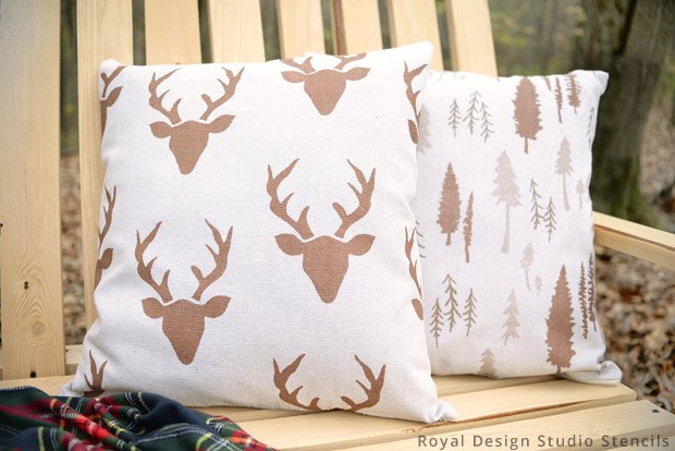 stencil how to make outdoor pillows from drop cloth, how to, outdoor furniture, outdoor living, painting, repurposing upcycling, rustic furniture, reupholster