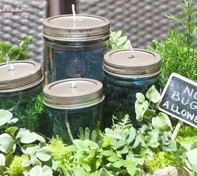 easy diy citronella mason jar candles and a summer centerpiece, crafts, how to, mason jars, outdoor living, repurposing upcycling