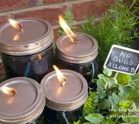 easy diy citronella mason jar candles and a summer centerpiece, crafts, how to, mason jars, outdoor living, repurposing upcycling