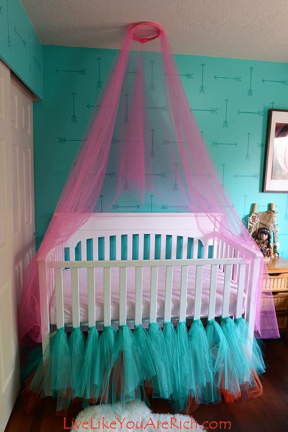 how to make a crib canopy out of tulle, bedroom ideas, how to, reupholster