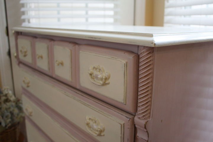 pink and white chest of drawers, chalk paint, painted furniture