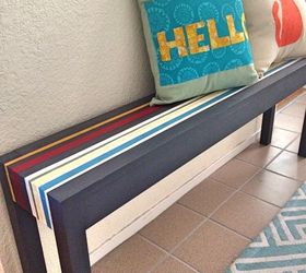 painted striped entryway bench, chalk paint, foyer, painted furniture