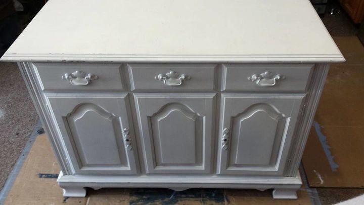 from buffet to rustic kitchen island, kitchen design, kitchen island, painted furniture, repurposing upcycling, rustic furniture, From this boring buffet
