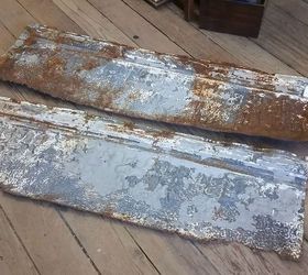 we turned rusty old tin panels into a beautiful cornice board