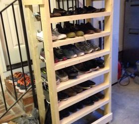 SHOE RACK in garage idea?? Maybe el Hubs can make it narrower and bring it  tall