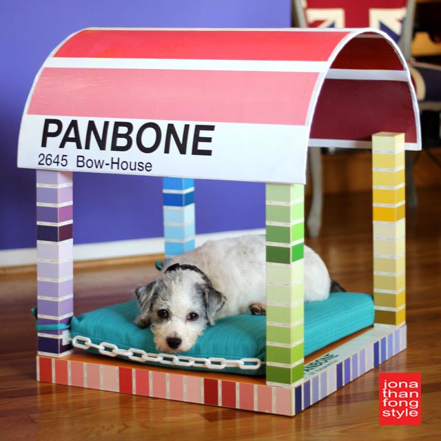 paint chip dog bed from an ikea lack table, crafts, how to, painted furniture, pets animals, repurposing upcycling