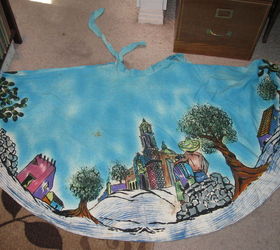 how do i remove old stains from vintage hand painted fabric, Hand painted skirt front the back side is a repeat of the front Anyone know where this was made