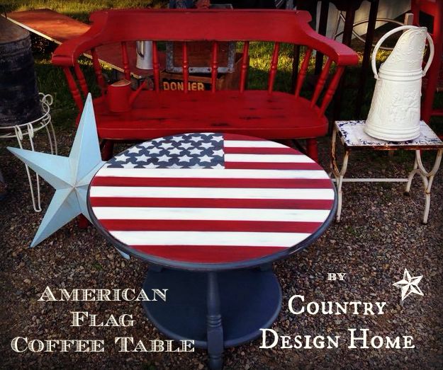 reforma de mesa de caf com bandeira americana diy