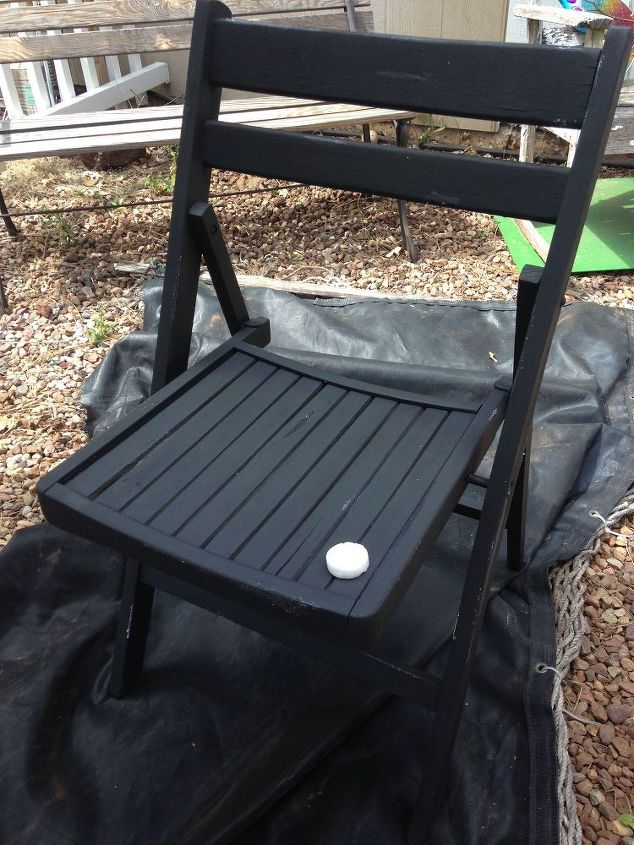 repurposed folding wood chair to organization caddy, organizing, repurposing upcycling, The first coat of paint