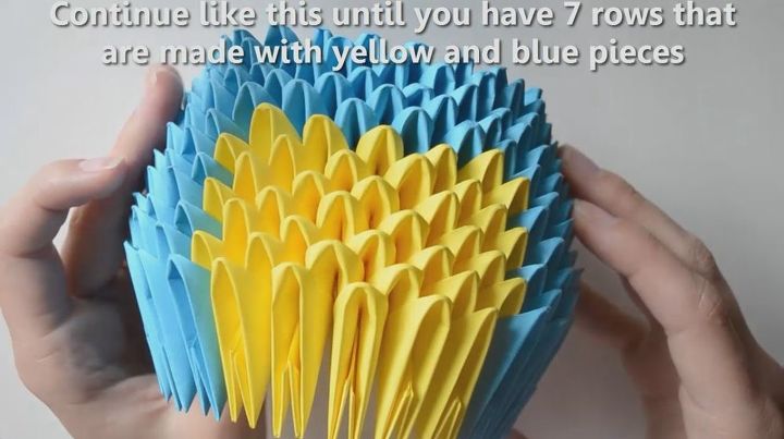 minion de origami en 3d, Continuar con la 6 fila y la 7 fila 12