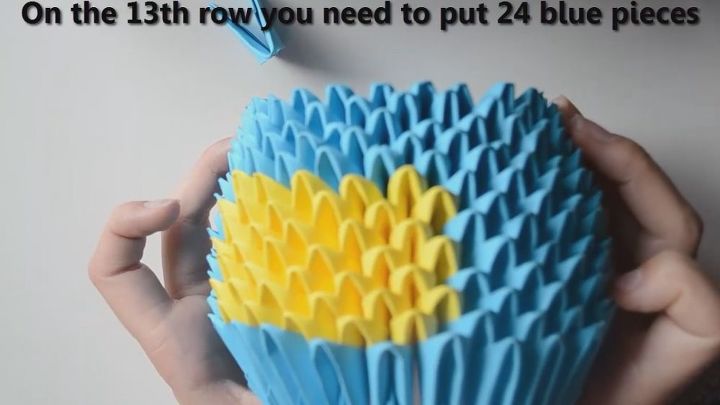 minion de origami en 3d, 13 fila 24 piezas azules