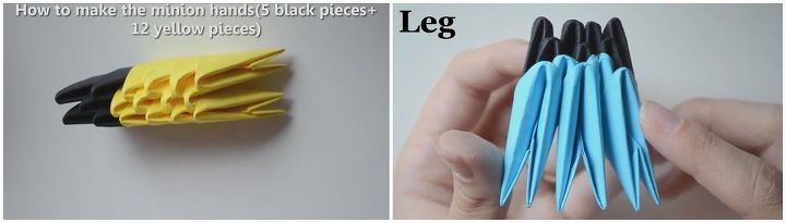 minion de origami en 3d, C mo hacer las manos y las piernas