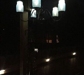 how to make an outdoor solar chandelier, how to, lighting, mason jars, repurposing upcycling, Looks so pretty at night