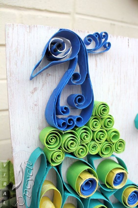 paper towel roll art into bohemian rustic peacock, crafts, how to, repurposing upcycling, wall decor