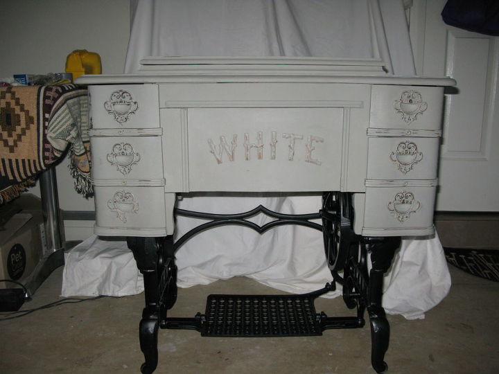 gabinete de costura de rastra whites de 1905 renovado en lino francs ascp