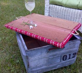 an industrial bin turned rustic ottoman, painted furniture, repurposing upcycling, rustic furniture, storage ideas