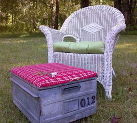 an industrial bin turned rustic ottoman, painted furniture, repurposing upcycling, rustic furniture, storage ideas