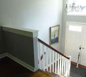 bland split foyer entry to wow wall of thrift store mirrors, New Half Walls Modern Spindles