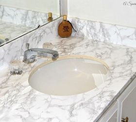 master bathroom faux marble makeover in the home, bathroom ideas, countertops