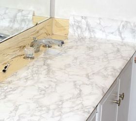 master bathroom faux marble makeover in the home, bathroom ideas, countertops